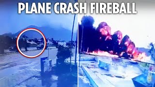 Horror moment plane explodes on beach after crashing across busy road at end of runway