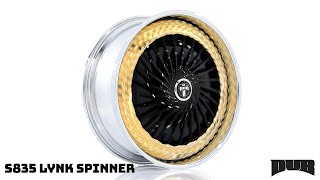 DUB S835 LYNK SPINNER | 26X10 | GOLD WITH GLOSS BLACK FACE AND POLISHED LIP