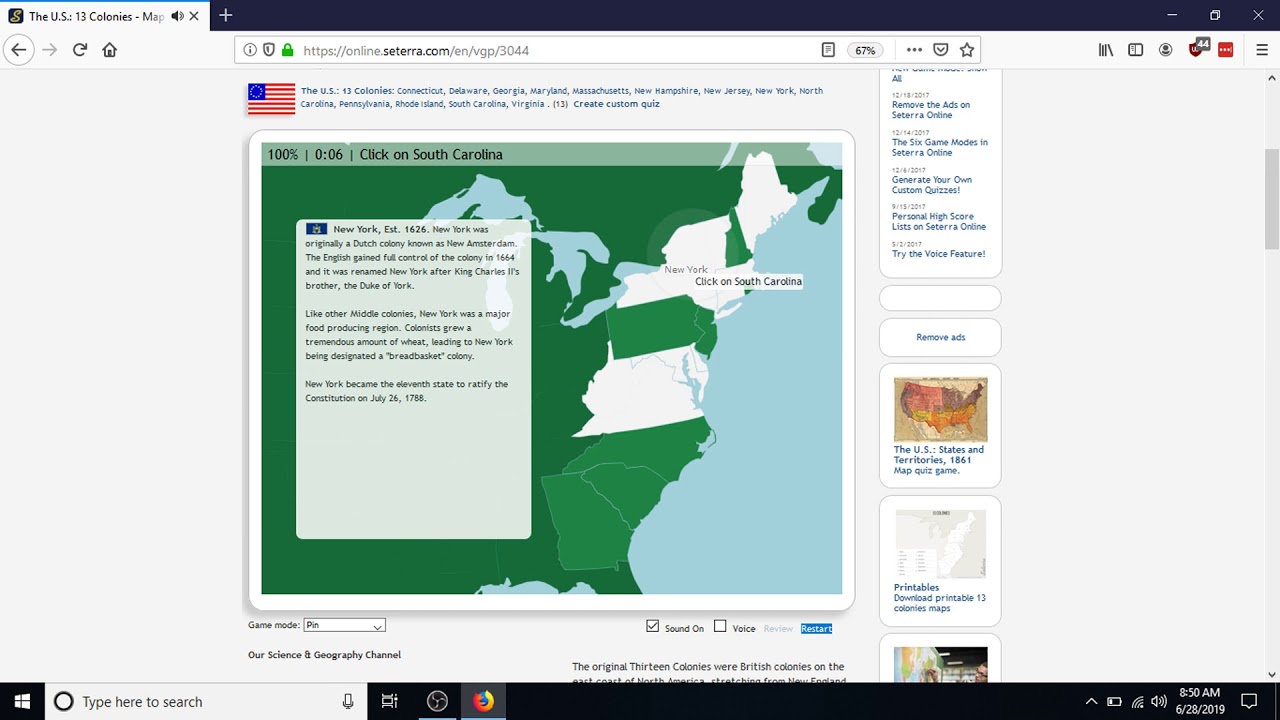 Seterra - Map Quiz Game | The U.S.: 13 Colonies In 0:12 - YouTube