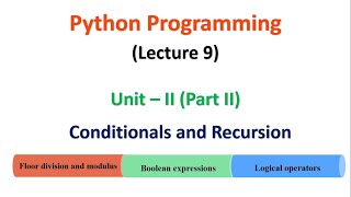 Python Programming | JNTUA | UNIT 2 | Conditionals and Recursion | Lecture 9
