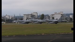 横田基地FA-18Eスーパーホーネット戦闘機VFA-115 タロン5機が訓練飛行へ離陸 CVW-5 空母RonaldReagan艦載機 NF 岩国基地