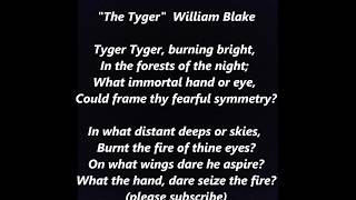 The TYGER TYGER Tiger Tiger burning bright poem song WILLIAM BLAKE Songs of Inn Lyrics Words text