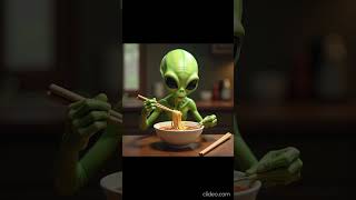 Alien using chopsticks to pick up soup, utterly baffled. #cute #shorts #ytshorts #soup #recipe