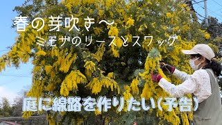 【春の芽吹き】〜ミモザのリースとスワッグ／庭に線路を作ろう(予告編)