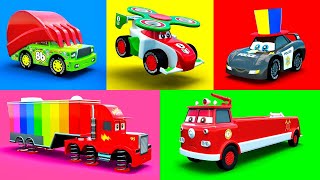 Cars Cartoons McQueen, Mack, Fire Truck, Excavator, Police Car, Garbage Truck & more Color Vehicles
