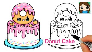 How to Draw a Donut Cake 🍩🎂Cute Food Art