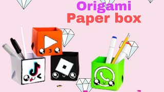 Origami paper box TikTok, Whatsapp, Roblox and Youtube | DIY Back to school