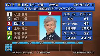 【ボートレースライブ】プレミアムGⅠ第22回マスターズチャンピオン初日