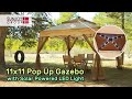 Sunjoy 11x11 Pop Up Gazebo with Solar Powered LED Light Set Up & Review