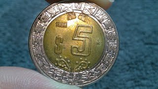 1998 Mexico 5 Pesos Coin • Values, Information, Mintage, History, and More