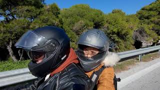 Riding our Harley Davidson across Athens Riviera