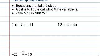 Two Step Equation Notes