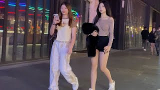 精緻漂亮的女孩子總在深夜才出現？街拍中國酒吧街繁華的夜生活 4k walk china，Bar Street，Nightlife，Guangzhou party，Beauty