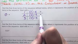 Evaluate Variable Expressions for Number Sequences (Example 1)