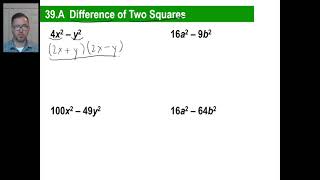 Saxon Math - Algebra 2: 3rd Edition (Lesson 39 - Difference of Two Squares, Parallelogram Proof)