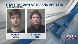 Two more arrested in Onslow County for throwing things at oncoming traffic