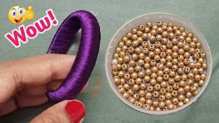 Latest Silk thread beaded bangles making at home | Thread bangles | Thread bangle making new design