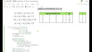 Gauss Elimination Code - ANY SIZE - Python Code