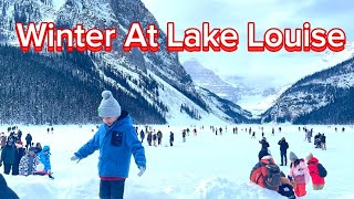 Exploring Winter At Frozen Lake Louise in Banff National Park