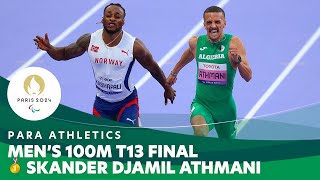 🇩🇿 Algeria's Skander Athmani Wins the Men's 100m T13 Final | Para Athletics - Paris 2024 Paralympics