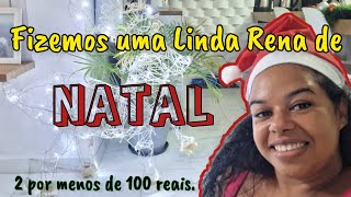 Fizemos RENA DE NATAL fácil e muito barato!(com papelão, arame, barbante e fita crepe)