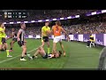 AFL player Nathan Murphy dacks Aaron Cadman (Collingwood vs GWS Round 9 2023)