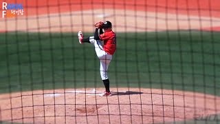 韓国の甲子園,高校野球高校野球選手権 Pitching Videos Korean Highschool Pitcher 상원고 정용준 포수시점+타자상대 넥센히어로즈 in 황금사자기