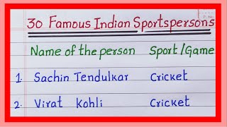 Famous Indian Sportspersons | Sports personalities | names | in English | Famous Players | Sport