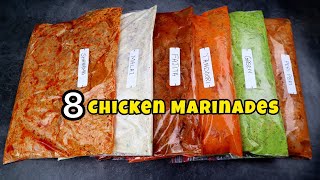 8 Chicken Marinades, Make and Freeze Recipes, Chicken Tikka, Chicken Shawarma, Malai Chicken, Fajita