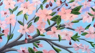 How to paint Cherry Blossoms for Beginners in Acrylic