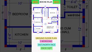 30x30 Ghar Ka Naksha Village.30x30 house design 2 floor.30x30 house plan 3bhk.#shorts,#youtubeshort