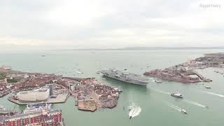 Stunning moment HMS Queen Elizabeth enters Portsmouth for first time