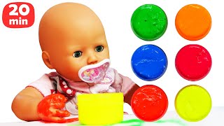 Learn colors with baby Annabell doll! Baby Born doll \u0026 Baby alive doll. Baby doll videos for kids