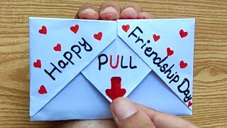 DIY - SURPRISE MESSAGE CARD FOR FRIENDSHIP DAY | Pull Tab Origami Envelope Card| Friendship Day Card