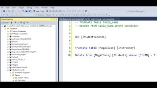 DIFFERENCE BETWEEN TRUNCATE AND DELETE statements in SQL Server 2016