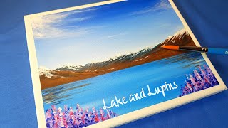 HOW TO PAINT PEACEFUL MOUNTAINS AND LAKE🎨EASY STEP BY STEP acrylic painting for beginners🎨satisfying