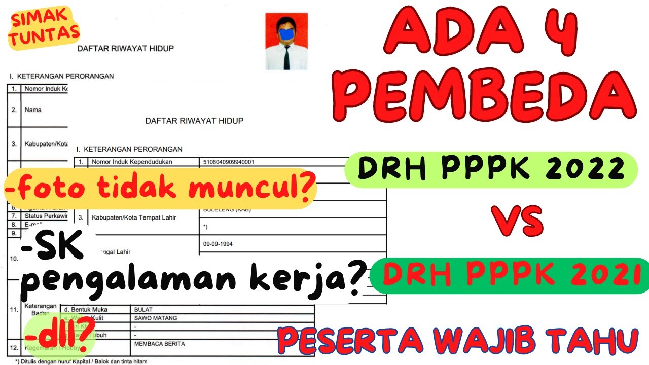 4 PEMBEDA Pengisian DRH PPPK GURU 2022 Dengan Daftar Riwayat Hidup PPPK ...