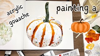 Painting a pumpkin in acrylic gouache! | Artober Day 4