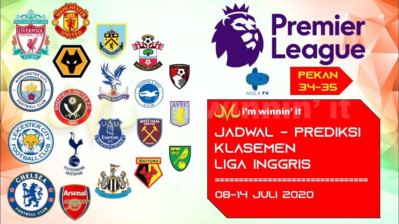 Jadwal Bola Liga Inggris Malam Ini Prediksi & Klasemen 08-14 Jul 20 ...