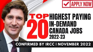 TOP 20 HIGHEST PAYING JOBS IN CANADA 2023 || MOST DEMANDED || INTERNATIONAL STUDENTS IN CANADA