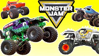 Monster Jam Trucks with Gravedigger El Toro Loco MAX-D Megladon and Fourwheeler Mud Competition!