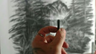 Bob ross painting with charcoal