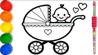 Drawing Baby Stroller For Kids | Art For Kids