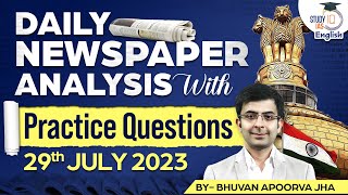 Editorial Edge: Newspaper Analysis | 29 July 2023 |Current Affairs| BhuvanAJha |StudyIQ IAS English