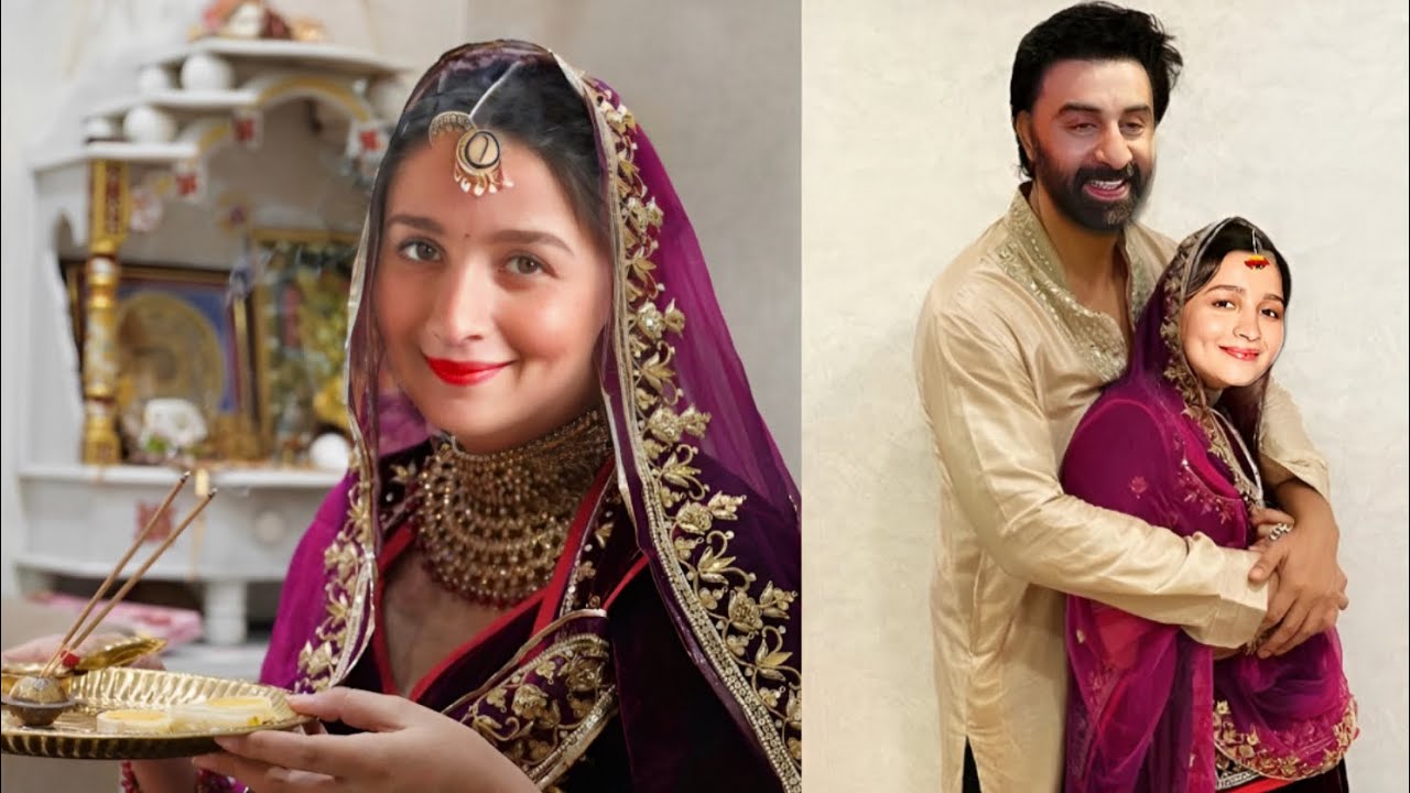 Pregnant alia bhatt celebrating first karwa chauth traditionally with Ranbir Kapoor