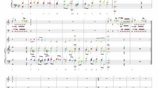 Bach Chorale BWV 41-6 Harmonic analysis with colored notes -Jesu, nun sei gepreiset-