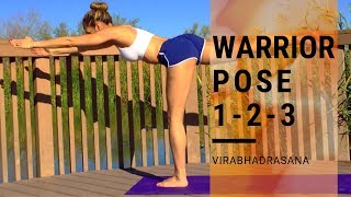 Warrior pose 1 2 3 (yoga for leg strength) yoga basic poses for beginners ⭐