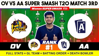 OV vs AA , OV vs AA Match 3RD T20 , Otago Volts vs Auckland Ace Super Smash