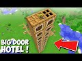 I found BIG HOTEL INSIDE A LONG DOOR in Minecraft ! NEW BIGGEST HOUSE !