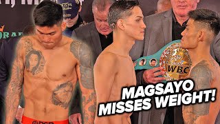 MARK MAGSAYO MISSES WEIGHT FOR FIGUEROA FIGHT BY A POUND! • FULL FIGUEROA VS MAGSAYO WEIGH IN